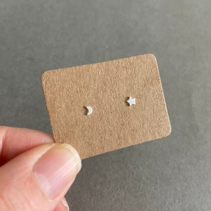 Tiny Tiny Crecent Moon and Star Stud Earrings - Sterling Silver [SE9001]