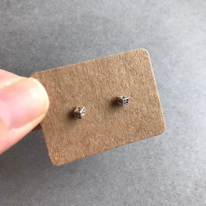 Silver Tiny Mini Dice Stud Earrings - Sterling Silver [ESV1015]