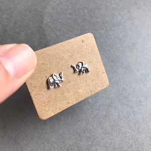 Silver Tiny Elephant Stud Earrings - Sterling Silver [ESV1022]