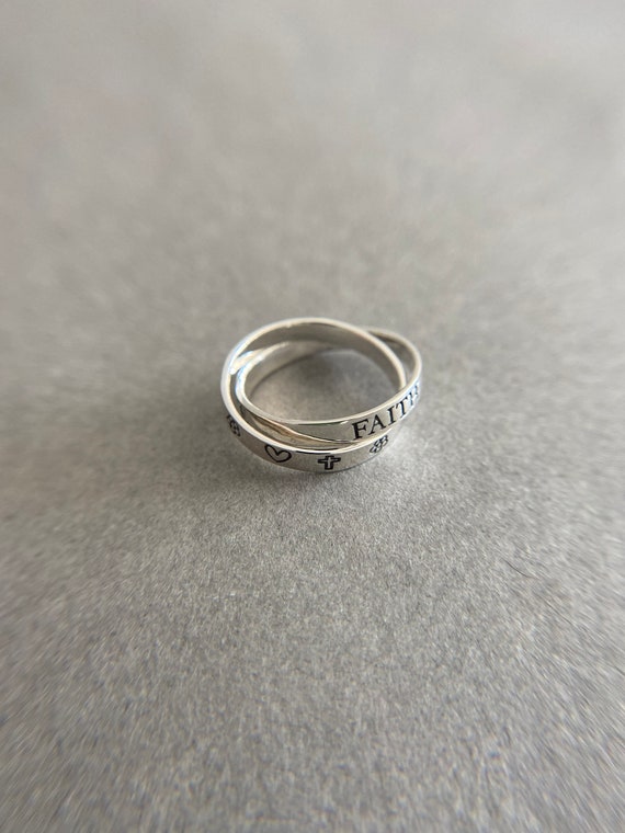 Silver Love Hope Faith Ring Multi Band Rings Double Rolling