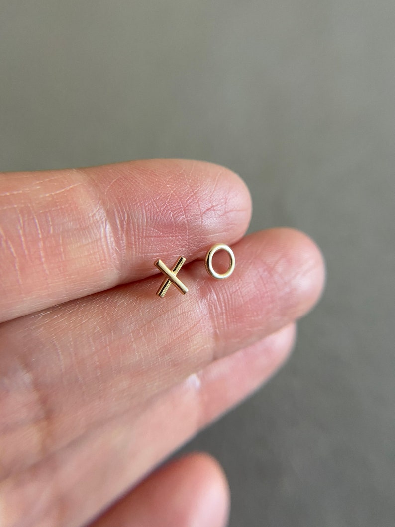 14K Solid Gold 14K Solid Gold Tiny XO Stud Earrings