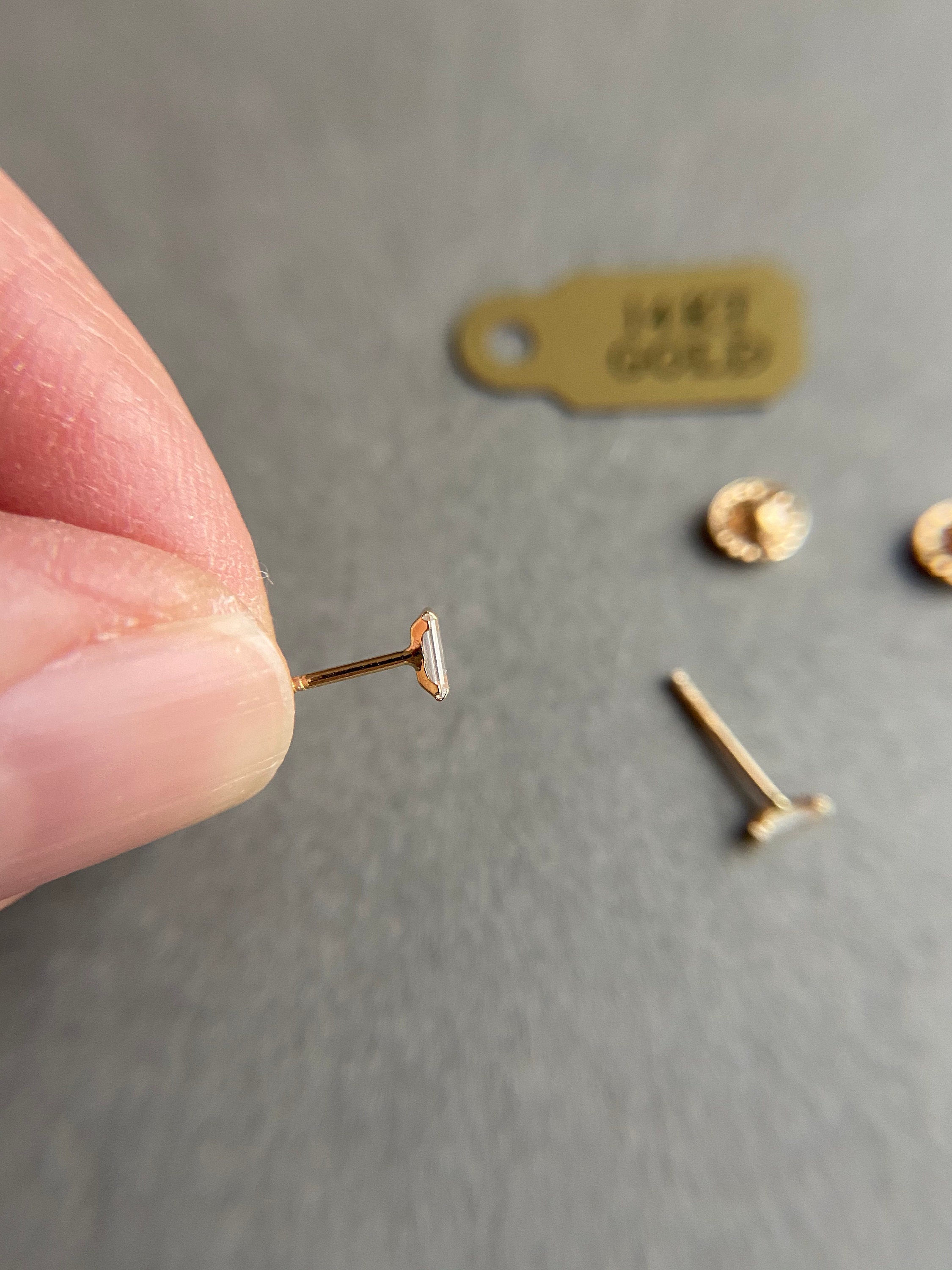 6 Qty. Very Tiny Genuine 14kt. Gold Earring Back, Very Small & for Thin  Posts (4.0x2.5mm Earnuts) - See Photos