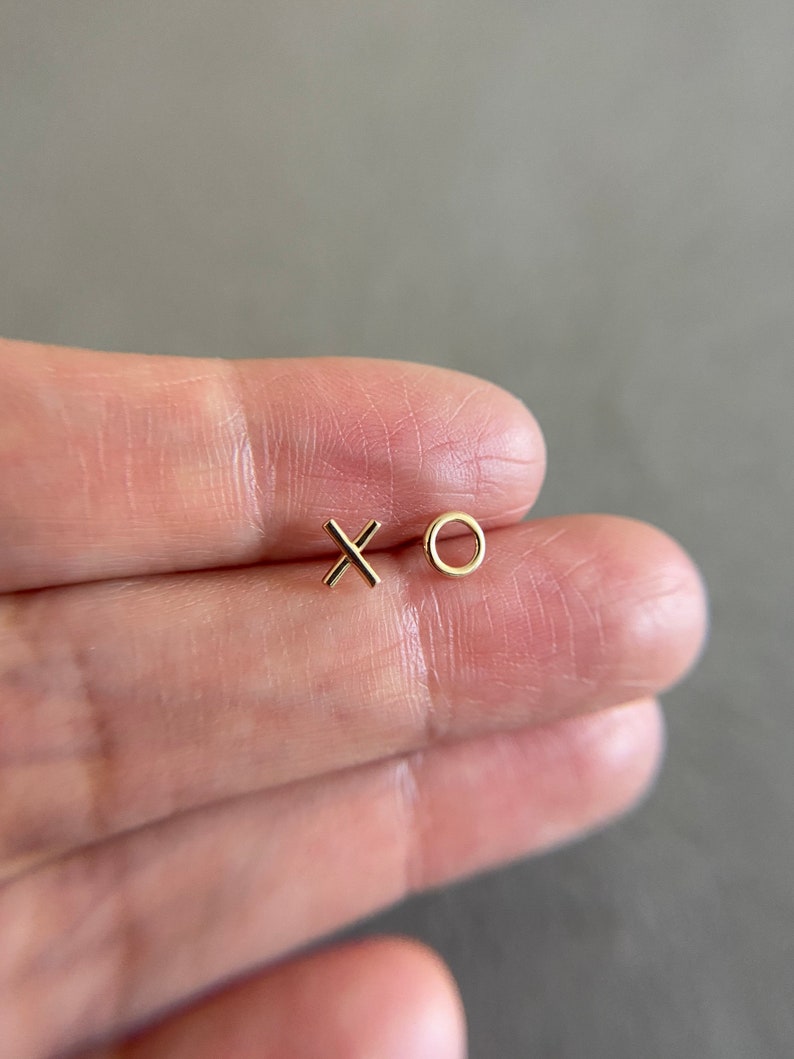 14K Solid Gold 14K Solid Gold Tiny XO Stud Earrings