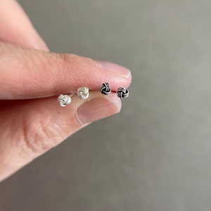 Silver 3mm Tiny Knot Stud Earrings - Sterling Silver