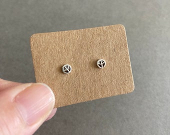 Silver Tiny Tiny Peace Stud Earrings - Sterling Silver