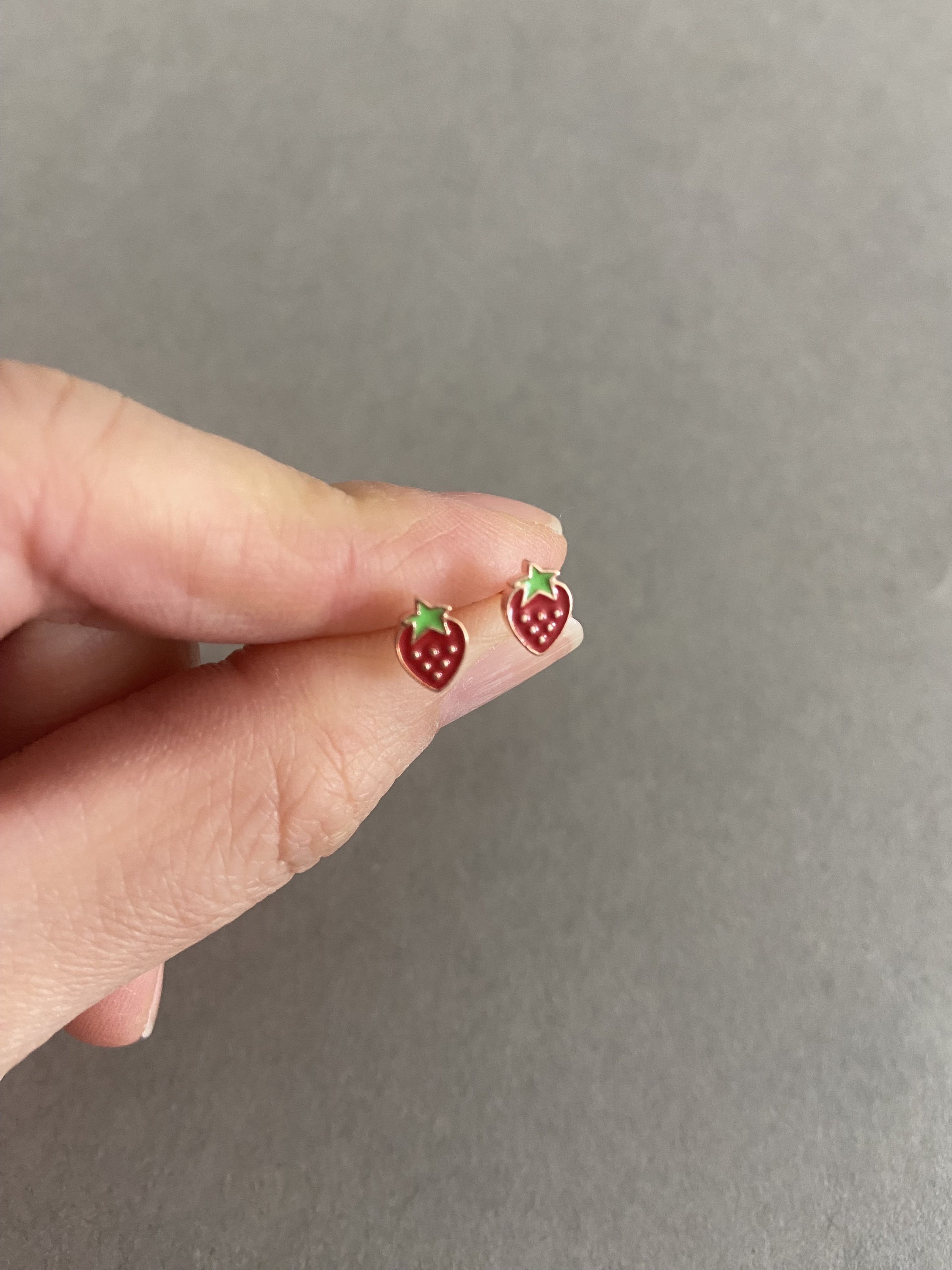 Orecchini A Borchia In Argento Sterling Con Fragola Smaltata - 3