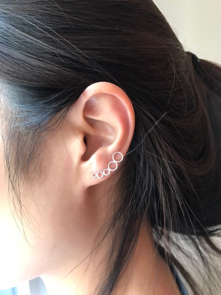 Girl Sterling Silver Earrings Jewelry for Women Gift for her Leaf Ear Climbers Sieraden Oorbellen Oorbellen: Jackets & Climbers Earclimbers Sprout Earrings Ear Crawler Earrings Ear Cuff 