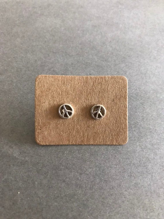Oxidized Turquoise Chip Peace Sign Stud Earrings main image 1