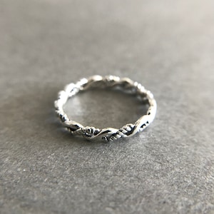 Sterling Silver Ring, Twine Twisted Silver Ring, Braided Ring, Twist ...