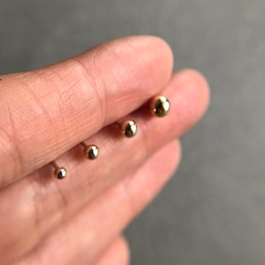 One Single Stud/14K Solid Yellow Gold Tiny Dot Ball Stud Earrings 2mm,3mm,4mm,5mm-14K Solid Gold