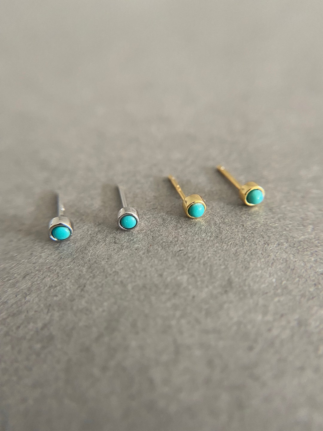 Silver Tiny Turquoise Stud Earrings Sterling Silver SE9016 Etsy
