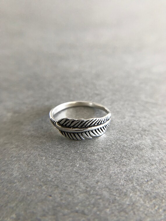 Sterling Silver Feather Ring Simple Minimalist Ring Thin - Etsy