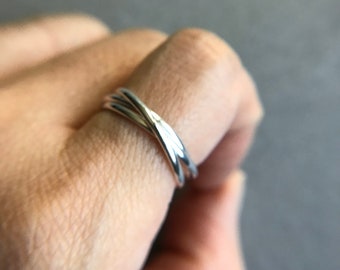 Sterling Silver Thin Seven Band Roll Ring Sterling Silver Thin Seven Band Roll Ring