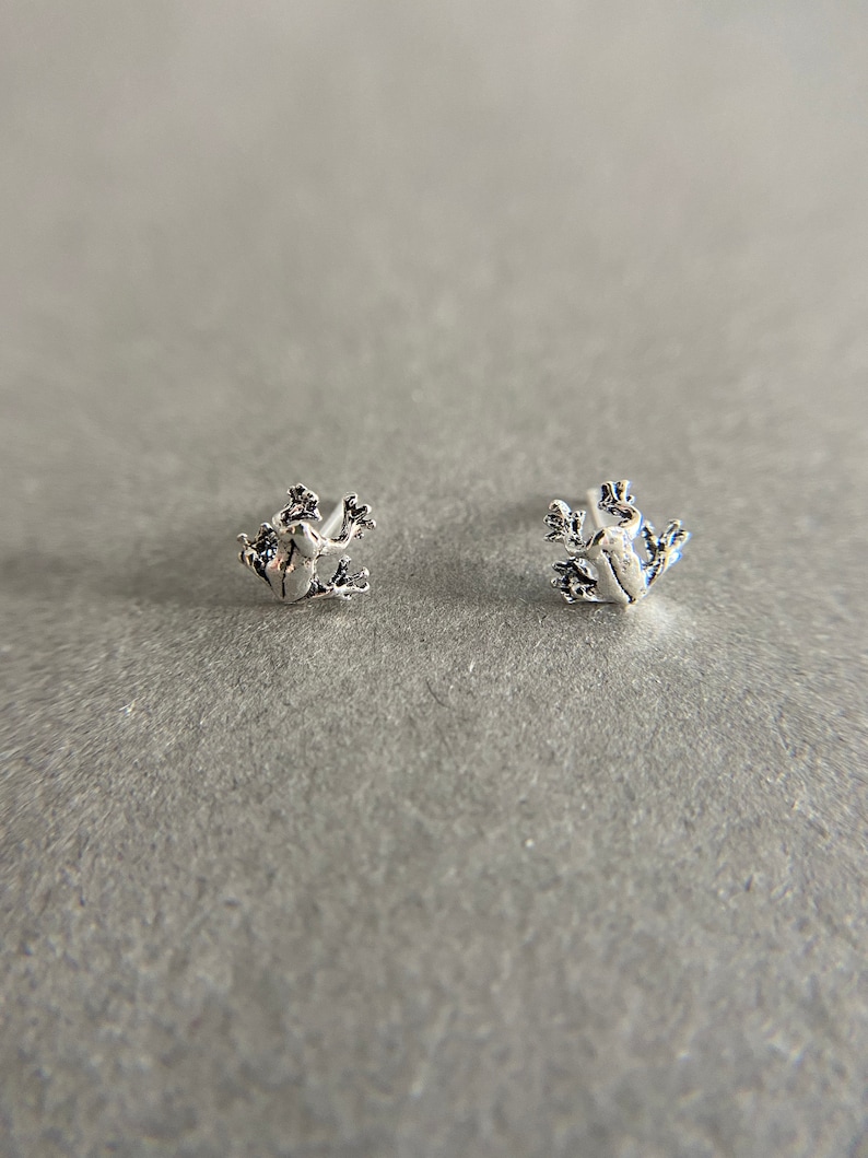 Silver Tiny Frog Stud Earrings Sterling Silver ESV1057 - Etsy