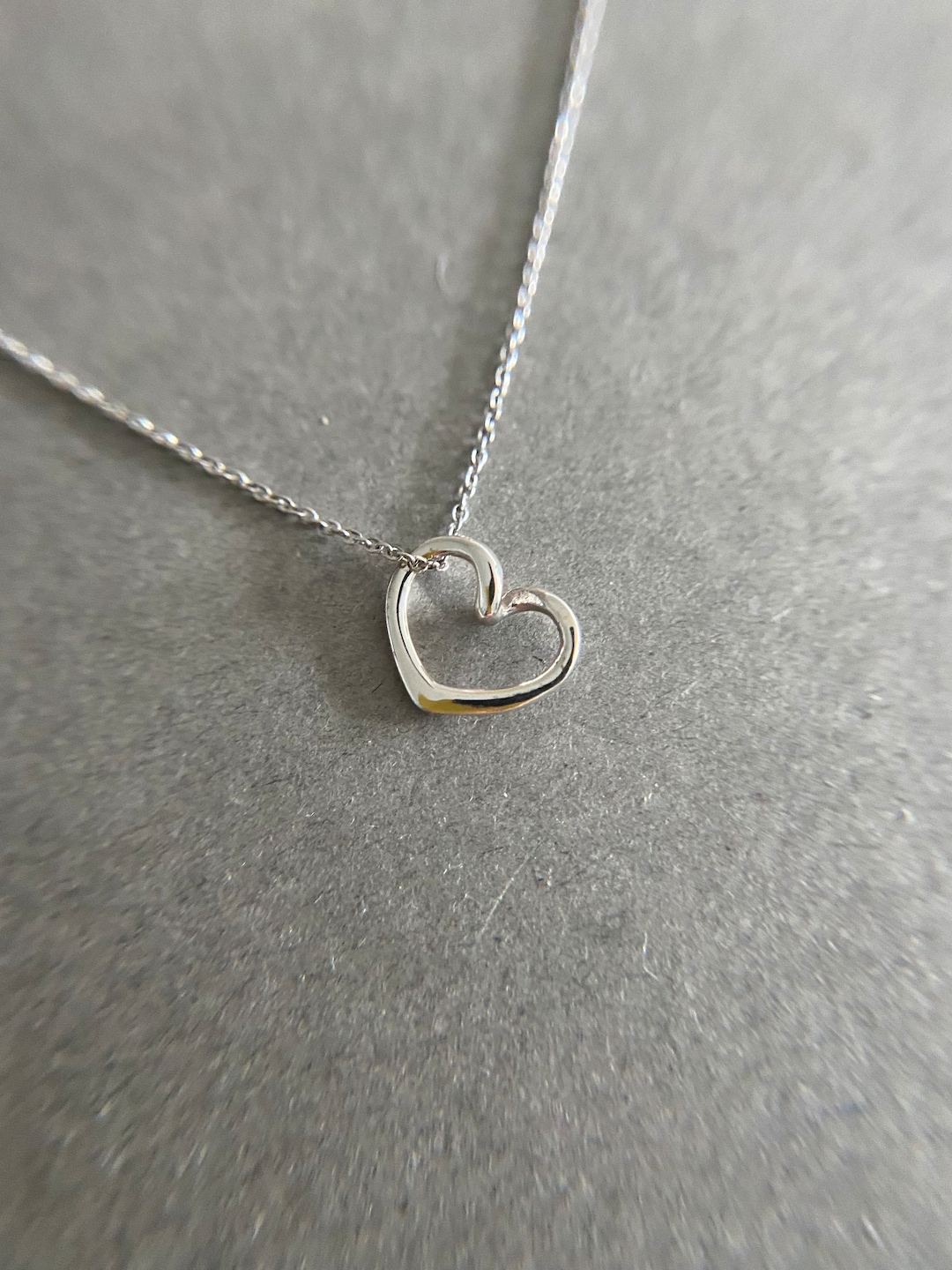 Silver Tiny Mini Open Heart Love Necklace - Sterling Silver
