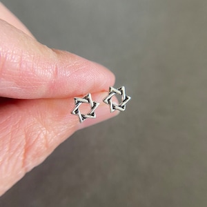 Silber Winzige Davidstern Evil Eye Magen David Jüdische Stern Ohrstecker - Sterling Silber [ESV1049)