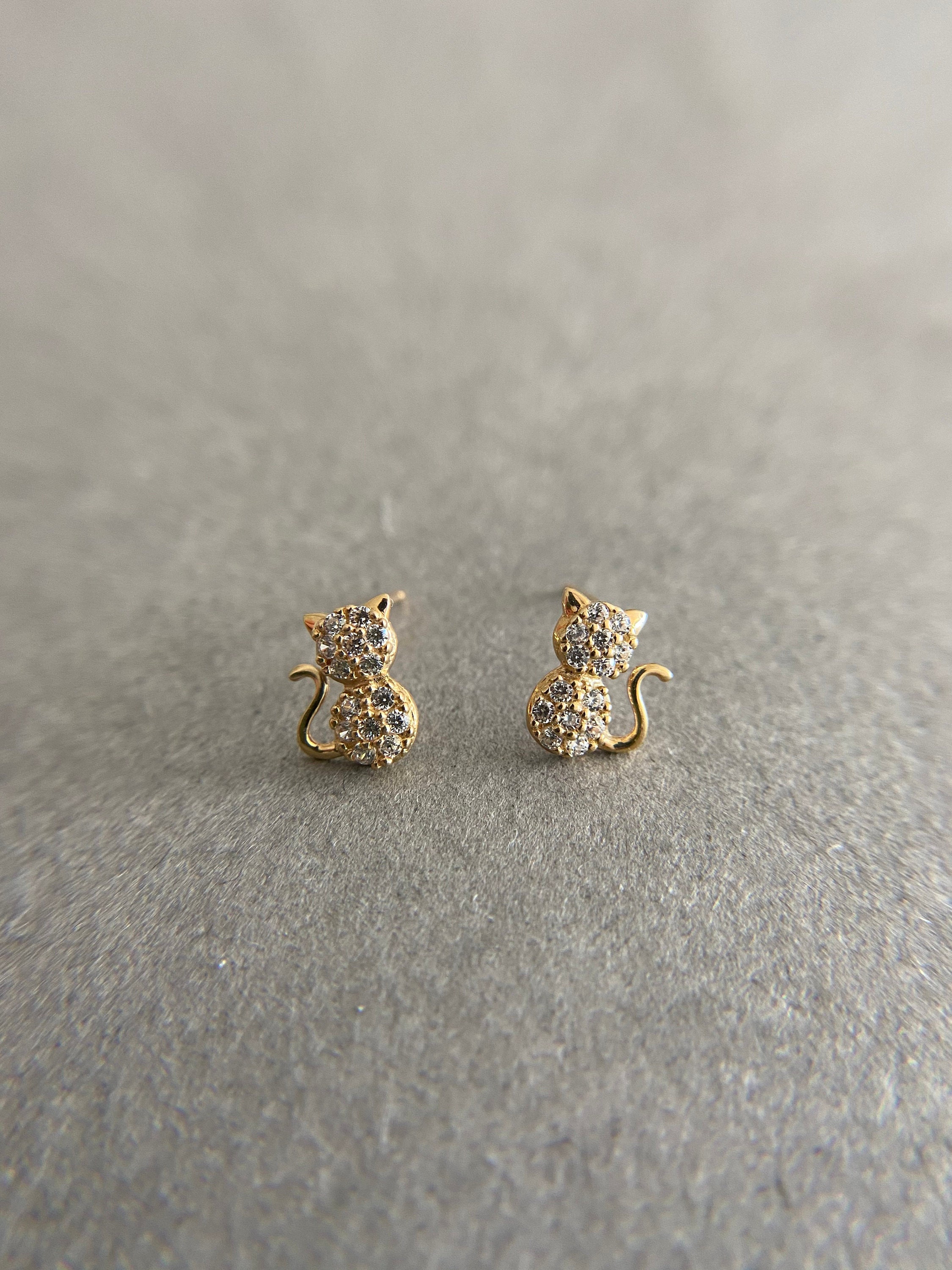Aggregate more than 169 14k gold cat earrings best