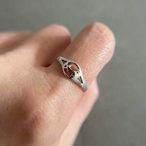 Sterling Silver Moon and Star Ring, Simple Minimalist Ring, Thin Silver ...