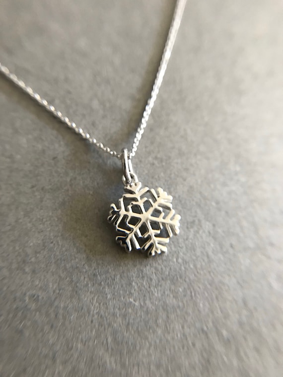 Tiny Mini Snowflake Necklace - Sterling Silver [N… - image 1