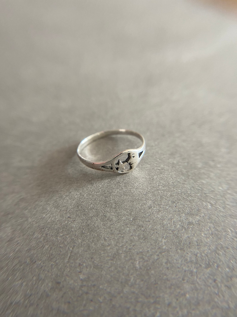 Sterling Silver Moon and Star Ring, Simple Minimalist Ring, Thin Silver ...