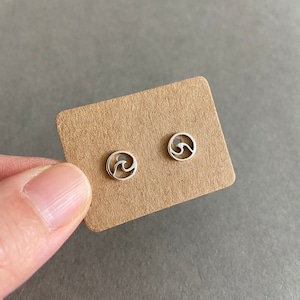 Silver Tiny Wave Stud Earrings - Sterling Silver [ESV1059]