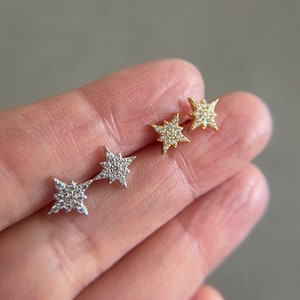 Silver Tiny CZ Sparkle Stud Earrings - Sterling Silver