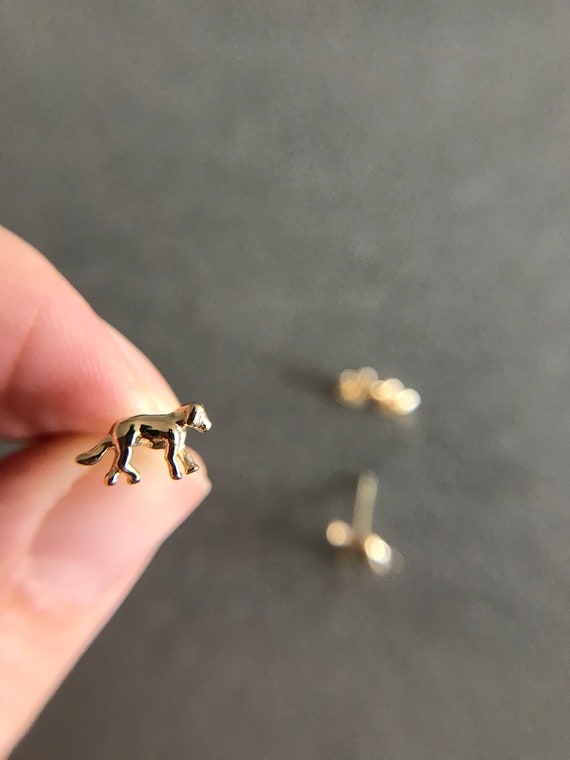 Silver Tiny Small Dog Stud Earrings - Sterling Si… - image 1