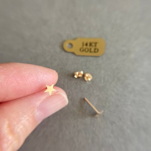 14K Solid Gold Tiny Star Stud Earrings - 14K Solid Gold