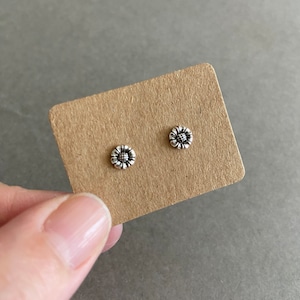 Silver Vintage Flower Stud Earrings - Sterling Silver