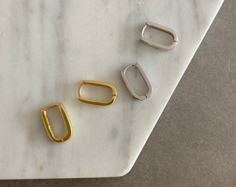 Créoles rectangulaires en argent - Argent sterling