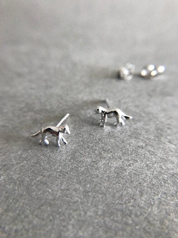 Silver Tiny Small Dog Stud Earrings - Sterling Si… - image 5