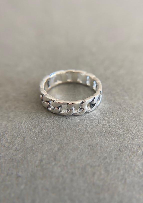 【ALLEGE.】Silver Chain Ring Silver Thick Chain Rings - Sterling Silver [r1013-5mm