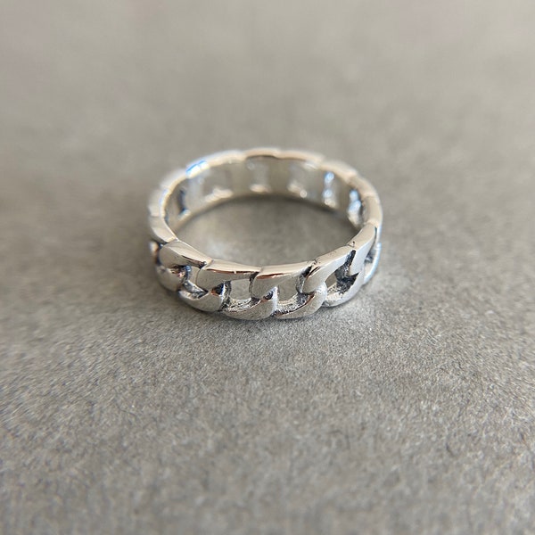 Silver Thick Chain Rings - Sterling Silver [R1013-5mm]