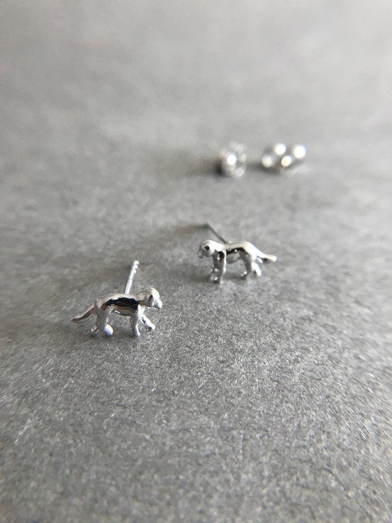 Silver Tiny Small Dog Stud Earrings - Sterling Si… - image 2