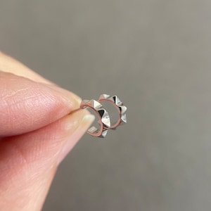 Silver Tiny Spike Ring Stud Earrings - Sterling Silver