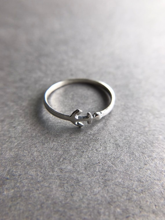 Sterling Silver Sideways Petite Anchor Ring Sterling Silver Sideways Petite Anchor Ring