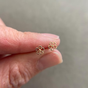 Silver Tiny Mini Flower Stud Earrings Silver, Gold, Rose Gold - Sterling Silver