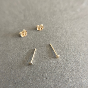 14K Solid Gold Tiny Round Stud Earrings 2.5mm 14K Solid Gold image 6