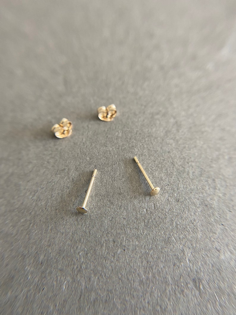 14K Solid Gold Tiny Round Stud Earrings 2.5mm 14K Solid Gold image 6