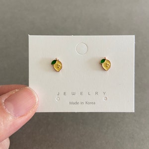 Tiny Lemon Stud Earrings - Sterling Silver Pin Post