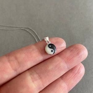 Silver Tiny Mini Yin and Yang Necklace - Sterling Silver