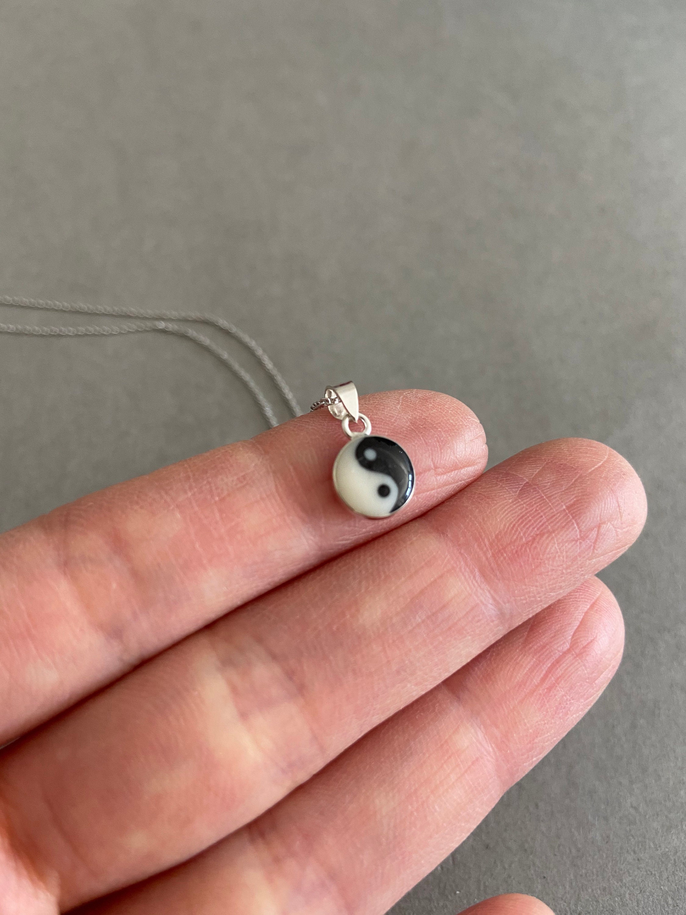 Silver Tiny Mini Yin and Yang Necklace - Sterling Silver