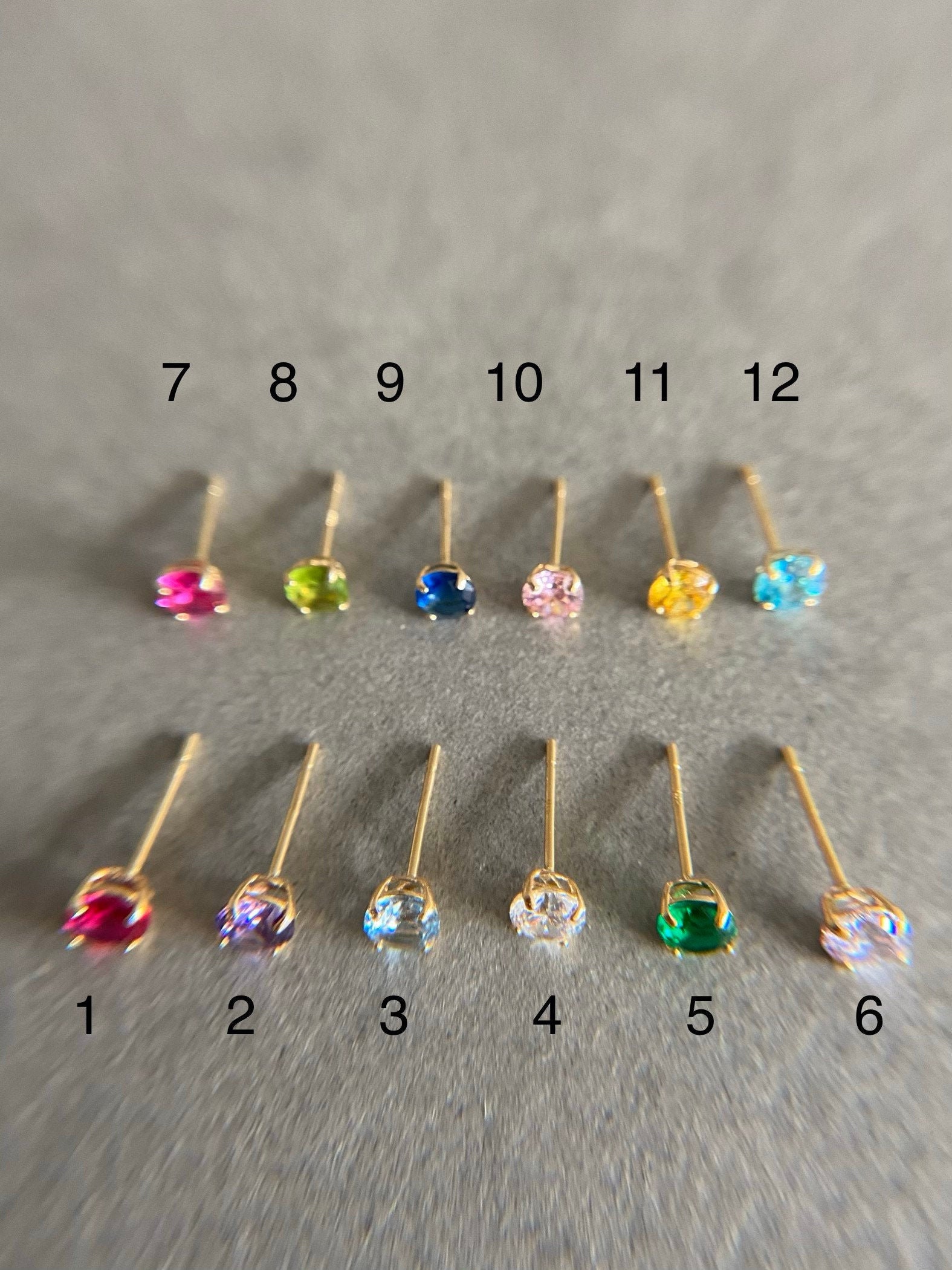 Baby Toddler 1.5mm Genuine Birthstone Stud Earrings with Screw Back, Solid 14K Yellow Gold, Kids Birthstone Studs, Nickel Free Yellow Gold