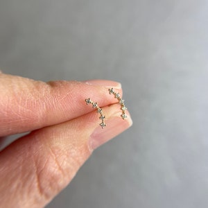 SCREW BACK/14K Solid Gold Tiny 5 CZ Stud Earrings - 14K Solid Gold