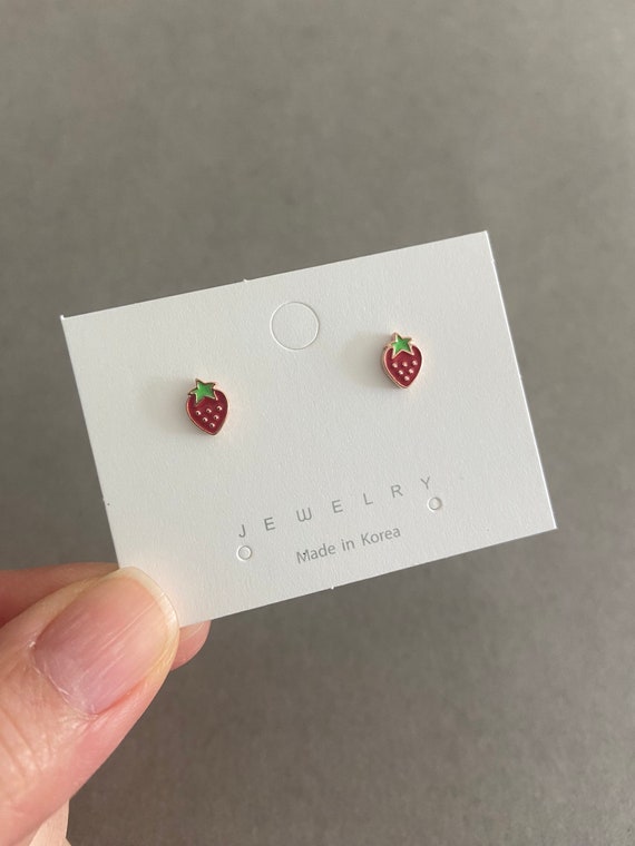 Orecchini a bottone in argento Sterling a forma di fragola