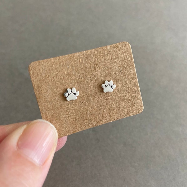 Silver Dog Paw Stud Earrings - Sterling Silver