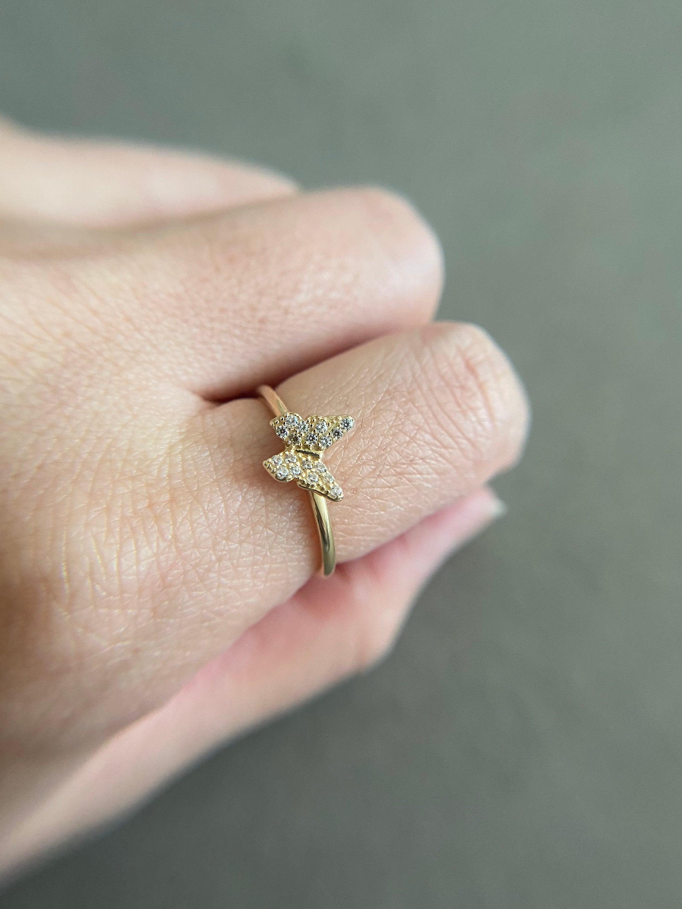 14K Solid Gold/ Butterfly Ring - 14K Solid Gold - Etsy UK