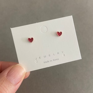 Tiny Heart Stud Earrings - Sterling Silver Pin Post