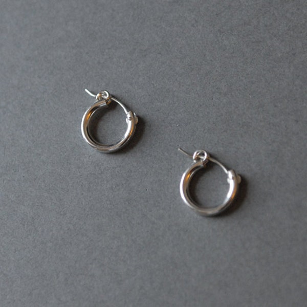 Silver Circle Hoop Earrings Tiny Hoop Earrings Type E -Sterling Silver [EHS1005]