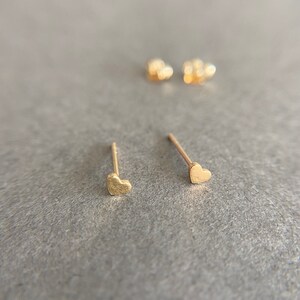 Silver Tiny Heart Stud Earrings Type C, Siler, Gold, Rose Gold - Sterling Silver